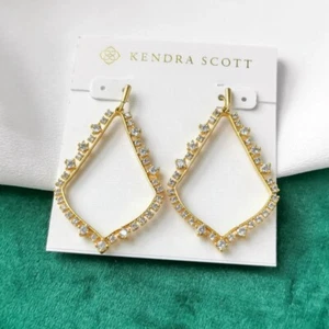 Vintage Gold Kendra Scott New Drop Earrings Sophee Crystal Retails $85 Authentic - Picture 1 of 5