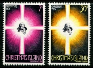 1974 Christmas Island Christmas Issue Set Of 2 Stamps MNH, Clean & Fresh - Bild 1 von 1
