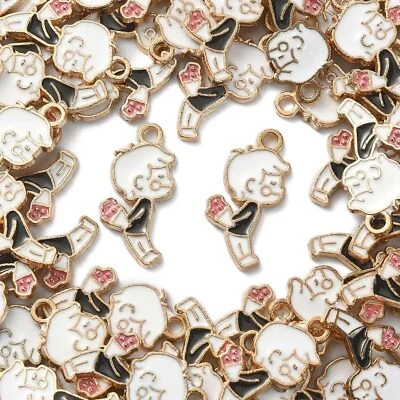 100x эмали мальчика подвески цветок подвески для ювелирных изделий Валентинки подарок Craft - Изображение 1 из 4