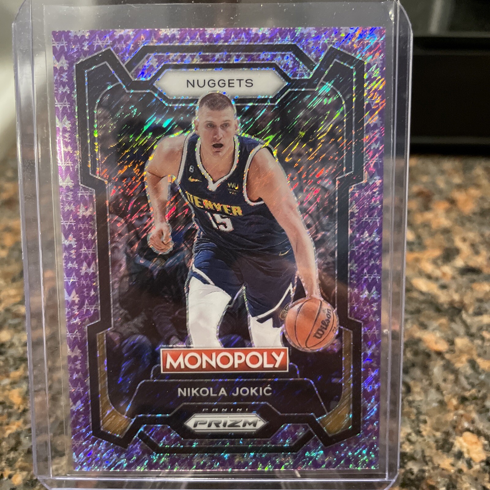 Nikola Jokic #1 2023-24 Prizm Monopoly Purple Millionaire Shimmer 49/50 Nuggets