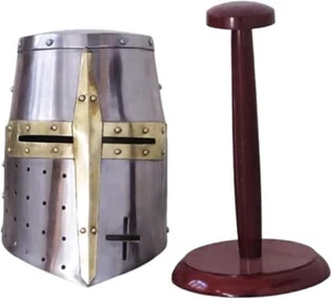 Medieval Templar Crusader Knight Armor Helmet Size One Rustic Vintage Home Decor - Bild 1 von 7
