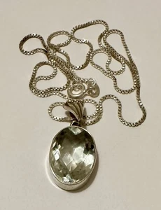 Beautiful Prasiolite Green Amethyst Quartz Pendant Necklace 925 Sterling Silver - Picture 1 of 6