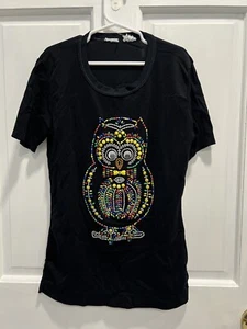 GIRLS Vintage Owl Shirt W/ Actual Beads & Googly Eyes No Tags Approx Size 6/7 - Picture 1 of 6