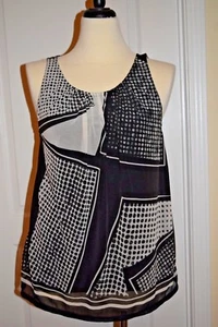Women's Apt.9 Sheer Lined Black White Flowy Sleeveless Top, Size M NEW W/ TAGS - Picture 1 of 12