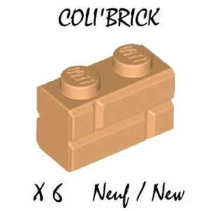 Lego 98283 - 6x Steine / Brick Modified 1x2 Masonry - Medium Nougat - Neu - Bild 1 von 1