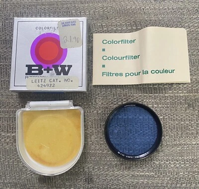 Vintage B+W Camera Lens Filter KB 6 Cooling Color Blue 49mm Original Box & Case - Image 1 of 3