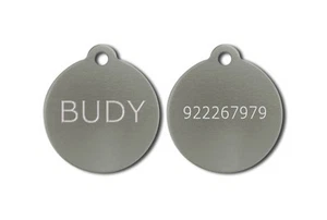 Medaglietta Cane Gatto a forma di CERCHIO ARGENTO 32x29 mm. INCISIONE GRATUITA - Foto 1 di 1