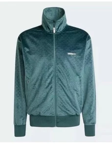 adidas Originals Monogram 2 Plush Velour GreenTrack Top Jacket IZ2546 Men's L - Picture 1 of 8