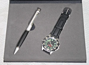 NEW in BOX Set of Toyota SWEDA Quartz WATCH + Pen JAPAN Movement Leather BAND - Picture 1 of 13