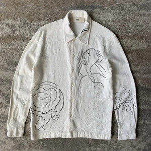 Sefr Womens Shirt Small UK8/10 Cream Ripley Print Wool Crepe Viscose Long Sleeve - Picture 1 of 10