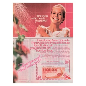 Dial Liqua 4 Skin Cleansing System Shower Gel Vintage Magazine Print Ad 1983 - Picture 1 of 1