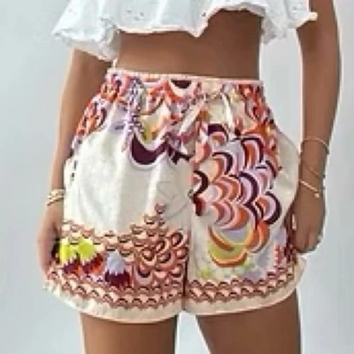 Pantalones Cortos ZARA Marroquí Boho Estampado Cordón XS Foto 1 de 3