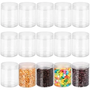 15Pz Barattolini Plastica Con Coperchio 240 Ml - Barattoli Plastica Trasparente - Foto 1 di 8