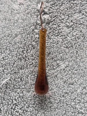 Lot of 20 Amber Glass 2  1/8'' Teardrop Lamp Ornaments, Chandelier Prisms - Image 1 of 4