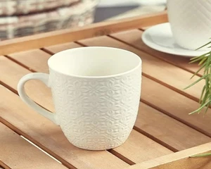 6 Coffee Mugs for Tea, Milk, Hot Cocoa, Porcelain Plisse Mugs White 200ML ASSORT - Picture 1 of 3