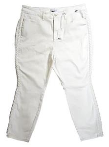 Jeans Judy blu donna 27 bianco rilassato skinny intrecciato lati vita media denim - Foto 1 di 9