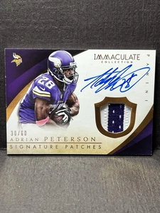 Adrian Peterson Auto Game Used Patch 2015 Immaculate Collection /60 Vikings - Picture 1 of 4