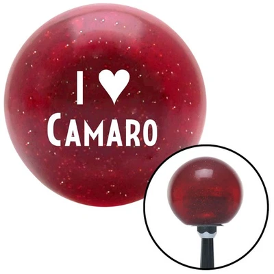 White I <3 CAMARO Red Metal Flake Shift Knob w/ M16x1.5 Insert Shifter Auto Foto 1 de 4