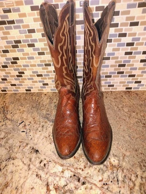 Usado en Excelente Condición Botas Justin Marrón Piel de Caimán Botas de Vaquero - EE. UU. Talla 11 1/2 D (Hombres) Foto 1 de 4