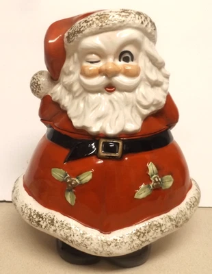 Tarro de galletas Lefton vintage guiñando el ojo de Santa! Foto 1 de 4