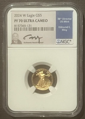 2024-W American Eagle $5 GOLD NGC PF70 DCAM PROOF Coin 1/10 Oz. MOY : 10221 - Image 1 of 2