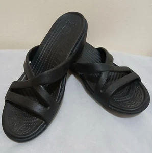 Crocs Damen-Slipper schwarz Kreuzriemen Größe 9W - Bild 1 von 9