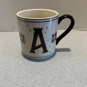 ANTHROPOLOGIE Bistro Tile MARGOT Mug Cup Initial A Tea Coffee Monogram - Picture 1 of 7
