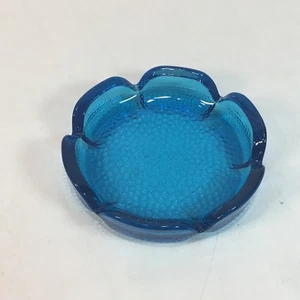 Posacenere ciotola vetro ciottoli loto blu pavone con gancio Blenko/Anchor MCM 6" diametro - Foto 1 di 6