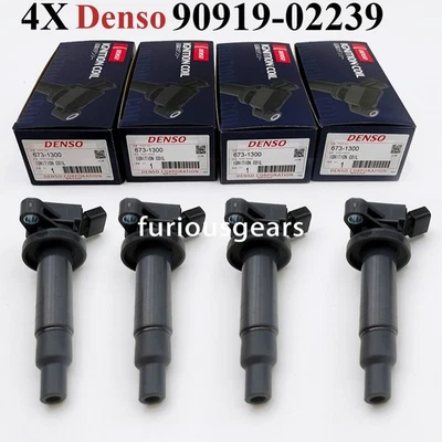 4X Denso Ignition Coil 673-1300 For 2000-10 Toyota Corolla Celica 90919-02239 Foto 1 de 4