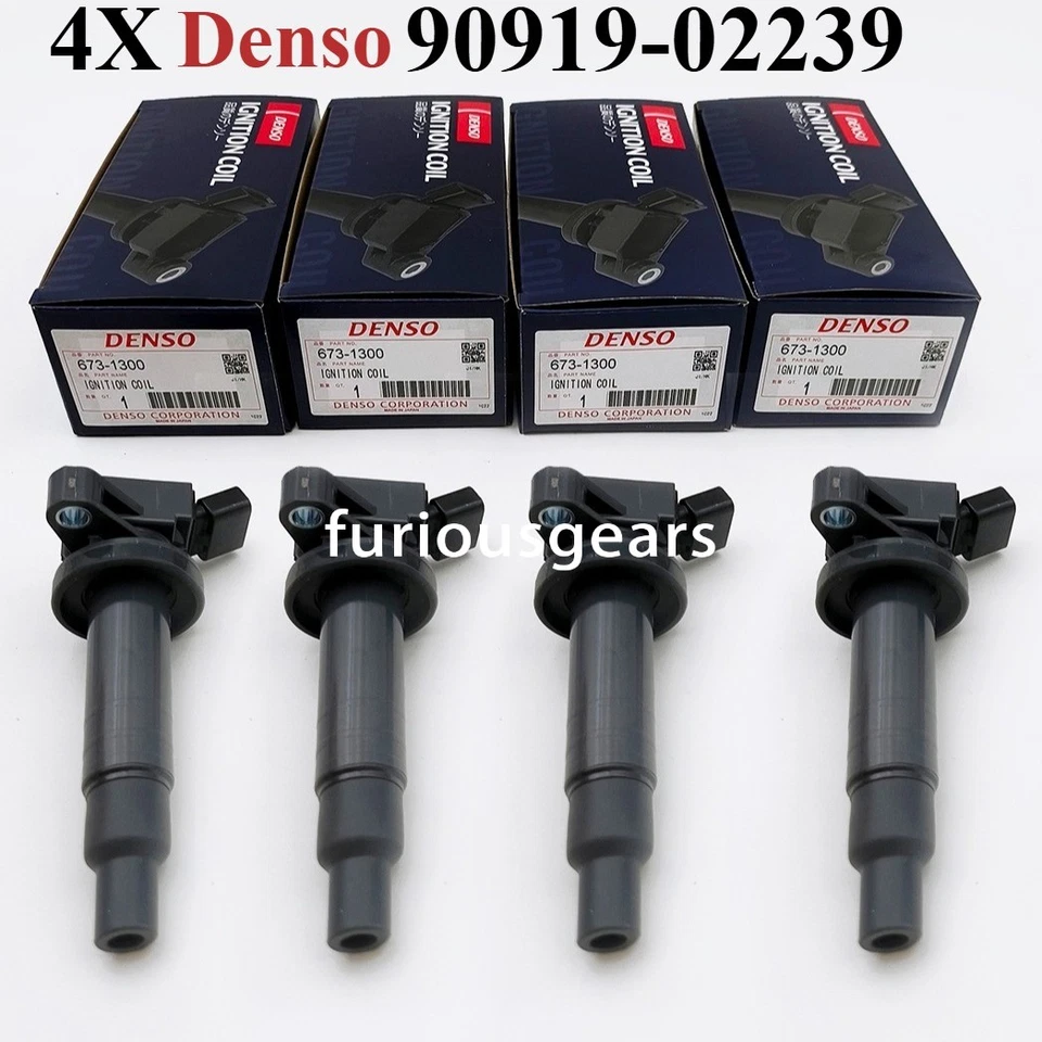 4X Denso Ignition Coil 673-1300 For 2000-10 Toyota Corolla Celica 90919-02239 - Imagem 1 de 4