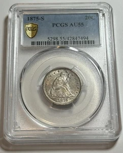 1875-S Twenty Cent Piece 20C Rare US Type Coin 20 Cent PCGS AU55 - Picture 1 of 5