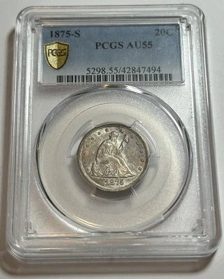 1875-S Twenty Cent Piece 20C Rare US Type Coin 20 Cent PCGS AU55 - Image 1 of 4