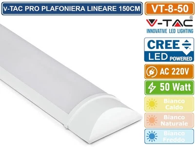 V-TAC PRO VT-8-50 TUBO LED PRISMATICO PLAFONIERA 50W LAMPADA 150CM CHIP CREE - Immagine 1 di 4
