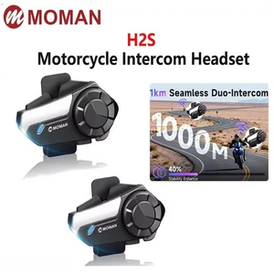 MOMAN H2S Helmet Intercom System Motorcycle Helmet Wireless Headset Headphone - Picture 1 of 9