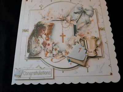 New Handmade Young Girl Themed  Confirmation Card size 8" X 8" - Image 1 of 4