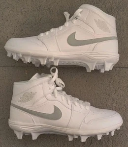 Size 10  Jordan 1 Mid TD Cleat Mens  FJ6805-101 White Grey Fog Football Cleat - Picture 1 of 6