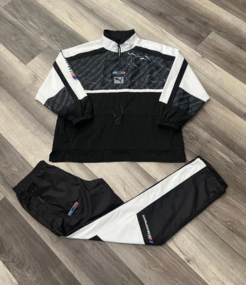 Puma BMW Motorsports Men's Tracksuit Black White Windbreaker Jacket L Pants S - Image 1 of 4