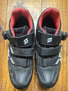 PELOTON Original Cycling Shoes, Size 39 Women's 8, Black White Red CLEATS - Picture 1 of 4