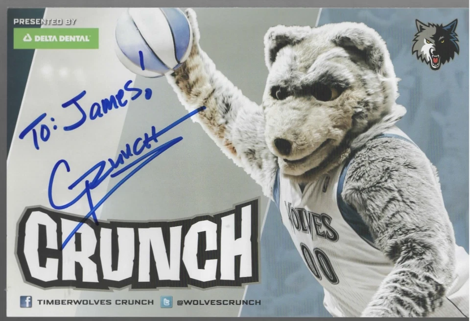 Tarjeta fotográfica firmada por Minnesota Timberwolves de la NBA Crunch Auto Foto 1 de 1