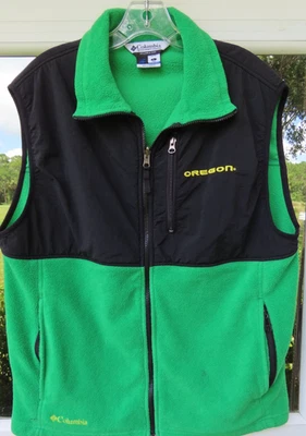 Columbia Interchange Oregon Ducks Fleece Full Zip Vest Mens Green Black Large - Image 1 of 4
