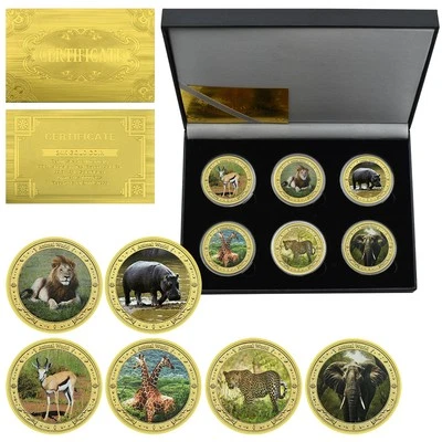6件装/盒非洲动物黄金挑战硬币粉丝收藏品装饰奖章 — 第 1/4 张图片