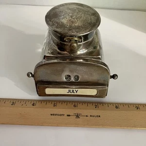 1898 William Hutton Sterling Silver and Glass Inkwell Calendar and Pocket Watch - Picture 1 of 13