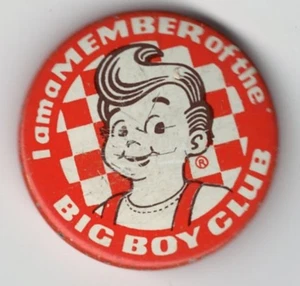 Vtg I Am A Member of the Bob's Big Boy Club Orange & White Pin Pinback Button - Picture 1 of 2
