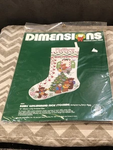 NEW VINTAGE 1984 DIMENSIONS COUNTED CROSS STITCH BEARS GINGERBREAD SHOE STOCKING - Picture 1 of 3