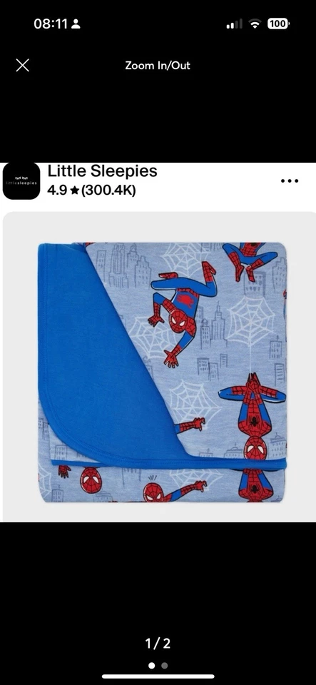 Бамбуковое одеяло Little Sleepies Spidey Sense Spider Man Marvel Cloud - Изображение 1 из 1