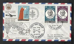1970 VATICANO BUSTA SPECIALE VIAGGI DEL PAPA 29.11.1970 - RITORNO DA APIA SAMOA - Picture 1 of 1
