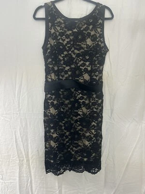 A.B.S. Vestido vaina superpuesto de encaje para mujer by Allen Schwartz talla M gótico corporativo Foto 1 de 4