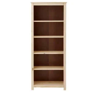 New 4-Shelf Unfinished Pine Wood Bookcase 58" Tall Natural Storage Unit - Picture 1 of 12