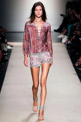 NUEVO SIN ETIQUETAS ISABEL MARANT Pasarela "Maxence" Paisley Top Talla 36 Rosa Púrpura Camisa Milena Foto 1 de 4