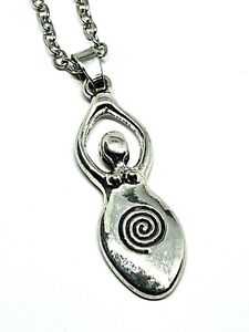 Spiral Earth Goddess Necklace Pendant Diana Artemis Goddess 18" Chain Wiccan